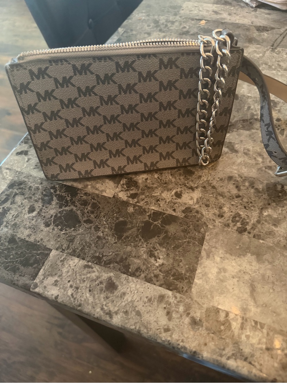 Michael Kors Brown Logo Chain Crossbody Bag